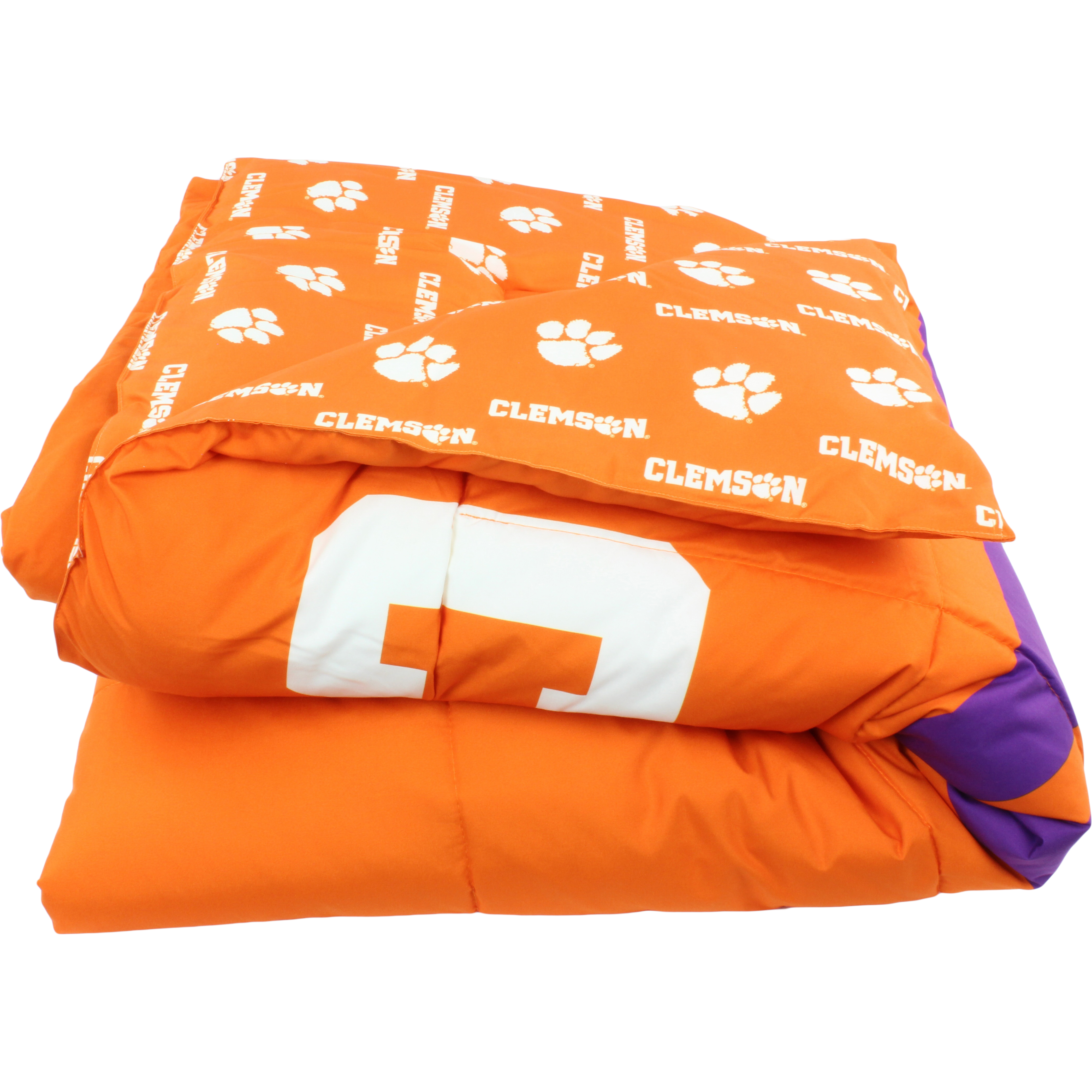 Clemson Tigers Reversible Big Logo Soft and Colorful Comforter, Queen