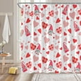 thumbnail image 2 of Valentine''s Day RV Shower Curtain Red Pink Heart Gnome Checkered Striped Sweet Love Romantic Couple Woman Girl Small Stall Bathroom Home Curtain with Hooks,36" Wx70 H, 2 of 6