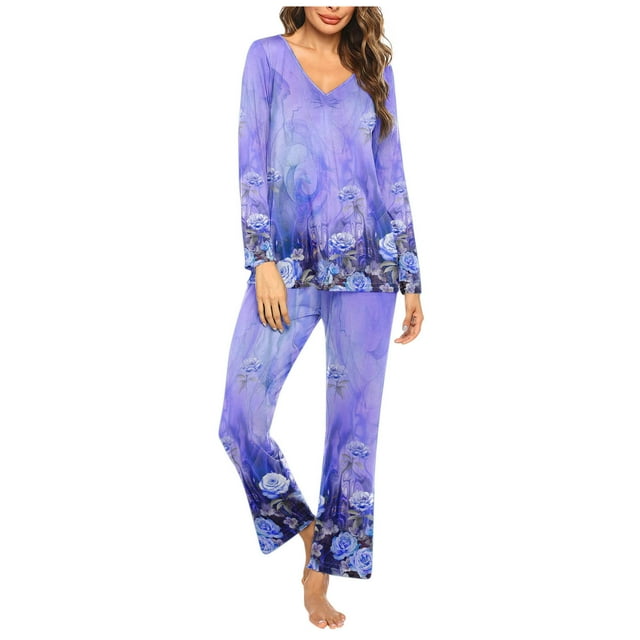 Birdeem Ensembles de Pyjama pour Femmes, Hauts et Pantalons Décontractés Unis, Manches 3/4