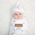 thumbnail image 3 of Lulujo Baby Hello World Newborn Bamboo Hat and Swaddle Blanket Set, 3 of 4