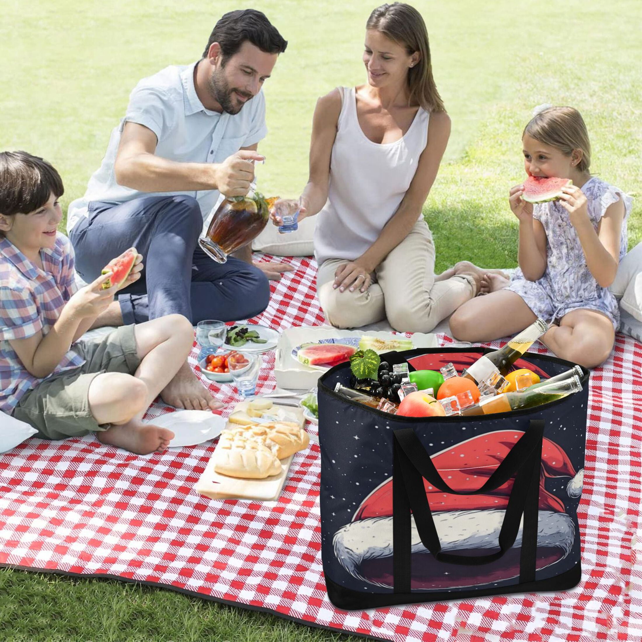 Large Hand-held Ice Pack Picnic Bag Insulation and Refrigeration Suitable for Shopping Picnics and Camping Christmas Style Hat