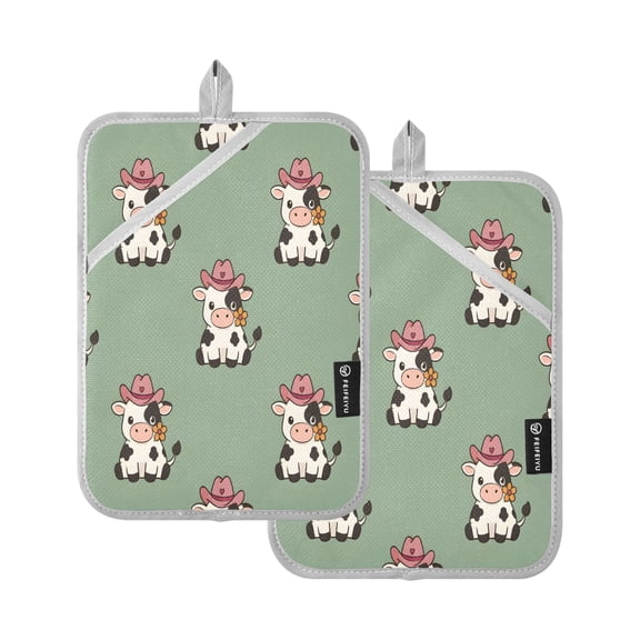 Two Pieces Of Square Heat Insulation Pad Oven Mitts Milk 7x9.8 Inch Oven Microwave Kitchen Cooking Baking