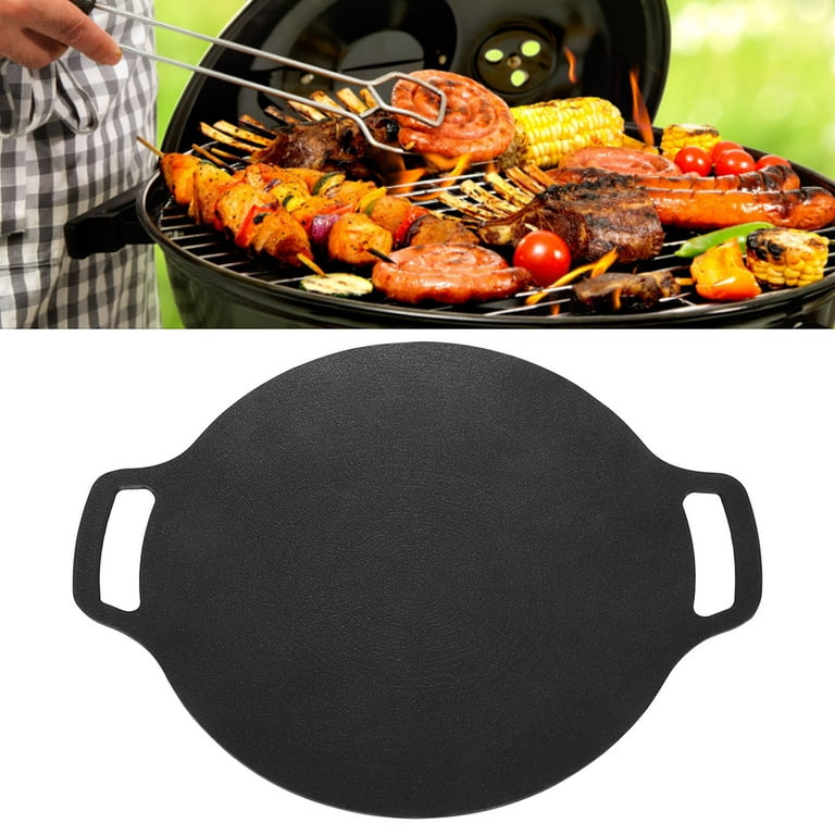 Korean Non-stick Round Baking Pan, Korean BBQ Grill Pan, Round Barbecue  Griddle Pan with Handle for Indoor Outdoor Stovetop Grilling, Frying