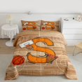 thumbnail image 2 of Homewish Cartoon Monogrammed S Queen Comforter Set, Orange Brown Basketball Bedding Sets, Teens Kids Boys Girls Reversible Bedding Comforter Set, Breathable Home Decor, 3pcs, 2 of 8