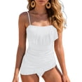 thumbnail image 2 of mgoYE Women One Piece Swim Dress Tummy Control Swimsuits Slimming Mesh Sheer Sarong Wraps Bathing Suit(White,L), 2 of 9