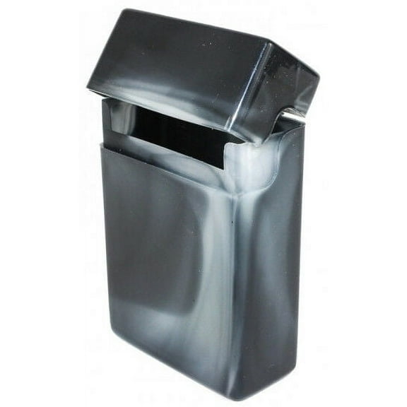 1 Black Crush-Proof Plastic Flip Top Hinged Lid Cigarette Case Regular - 3202