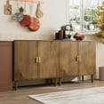 thumbnail image 4 of Semiocthome Kitchen Sideboard Buffet Cabinet with Adjustable Shelf, Line Groove Door, Walnut Finish, Set of 2, 4 of 9