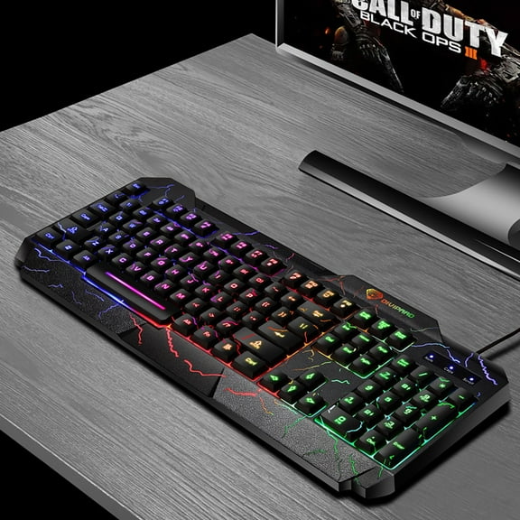 104-Key Wired Gaming Keyboard with Dynamic Backlit Breathing Effects and Durable Crack Design for Enhanced PC Gameplay