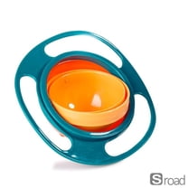 Spill-Proof Gyro Training Bowl With Lid, Unbreakable Plastic Practice Feeding Dish For Toddlers, Kids & Special Needs,B,funny