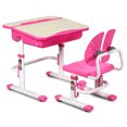 thumbnail image 1 of Gymax Ensemble de Chaise de Bureau Réglable pour Enfants avec Dossier Ailé Rose, 1 of 10
