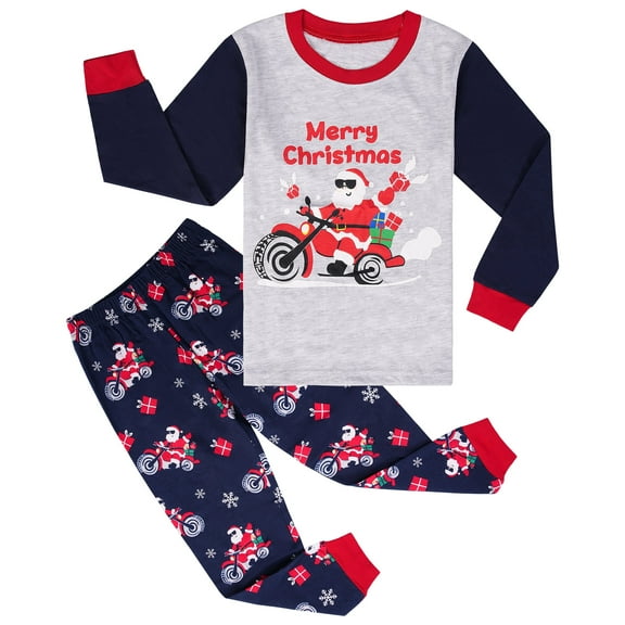HYCLES Kids Christmas Pajamas Sets Santa Claus Dinosaur Sleepwear Long Sleeve PJS Set 2-12 Years for Boys Girls