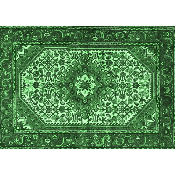 Ahgly Company Indoor Rectangle Medallion Emerald Green Traditional Area Rugs, 5' x 7'