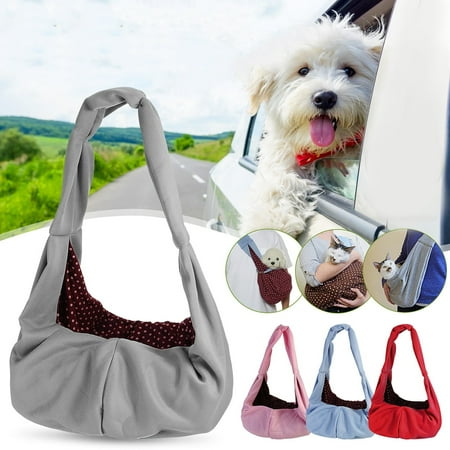 Dog and Cat Sling Carrier  Hands Free Reversible Pet Papoose Blue/Red/Gary/Pink Bag - Soft Pouch and Tote Design  Suitable for Puppy  Small Dogs  and Cats for Outdoor Travel
