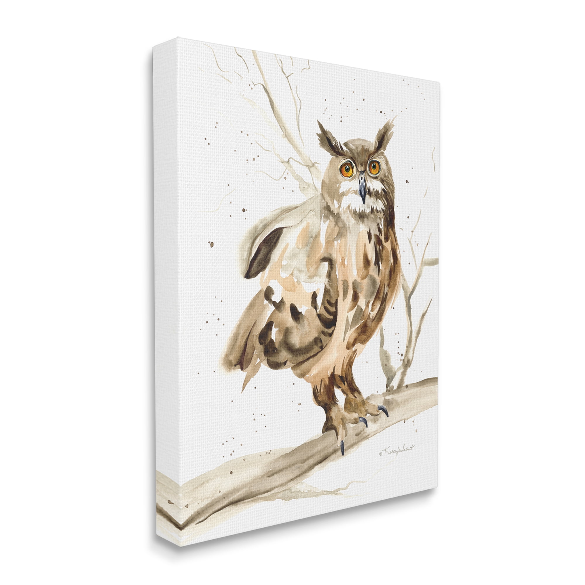 Stupell Industries Owl Perched in Tree Animals & Insects Painting Gallery Wrapped Canvas Print Wall Art, 36 x 48