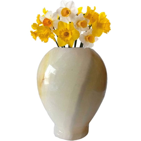 India Meets India Handicraft Flower Vase with Onyx Marble Decorative Home, Offices, Best Gifting, Made by Awarded Indian Artisan