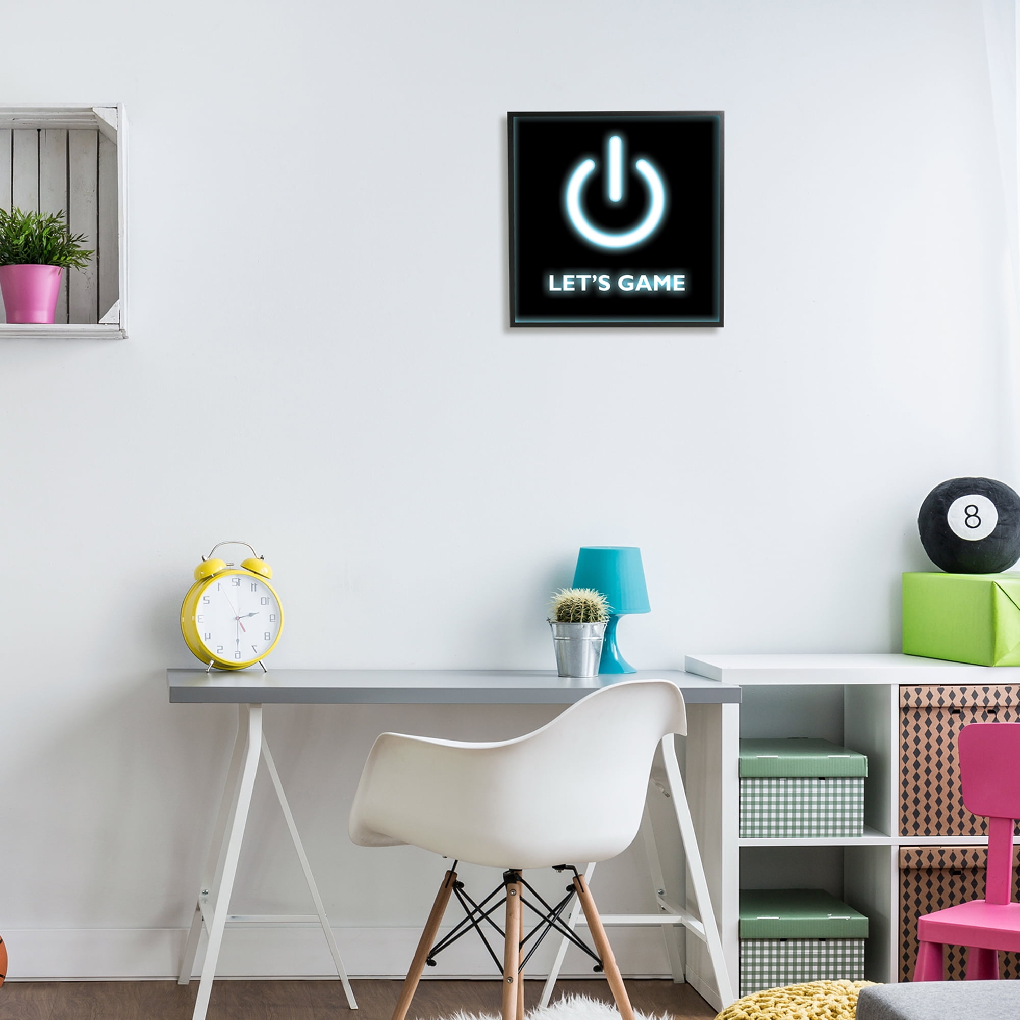 Stupell Industries Let's Game Power Button Symbol Gamer Text, 17 x 30, Design by Masey St. Studios