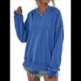 thumbnail image 1 of Sudadera de Larga para Mujer, Holgada, para Hacer Ejercicio, para Salir, Informal, con Capucha Azul Elegante L, 1 of 10