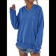 thumbnail image 1 of Sudadera de Larga para Mujer, Holgada, para Hacer Ejercicio, para Salir, Informal, con Capucha Azul Elegante M, 1 of 10
