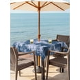 thumbnail image 3 of Outdoor Tablecloth with Umbrella Hole for Patio/Picnic/Party/Camping, Navy Blue Ombre Waterproof Table Cloth Square Cover Washable, Gradient Abstract Art Vintage (60"x 60"), 3 of 8