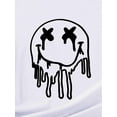 thumbnail image 4 of Camiseta De Verano Con Cuello Redondo Para Mujer, Camisetas De Verano Para Ir De Compras En La PlayaWomen's Casual Graphic Tee - Black and White joyful Face Print, Short Sleeve Crew Neck T-Shirt, Li, 4 of 8
