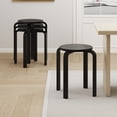 thumbnail image 4 of Costway Set of 4 18" Stacking Stool Round Dining Chair Backless Wood Home Decor Black, 4 of 9