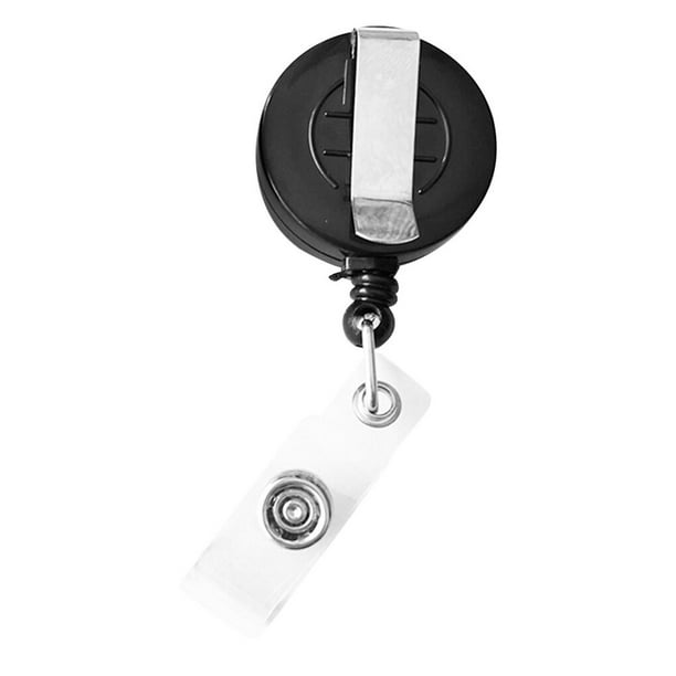ID Badge Holder Reel with Belt Clip Retractable ID Badge Reel Plastic Metal  Buckle Key Chain for Teachers Student, Black 