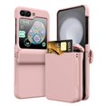 thumbnail image 1 of Luxury Solid Color Wallet Card Slot Case for Samsung Galaxy Z Flip 3 4 5 6 Slim Matte PC Hinge Protection ZFlip6 ZFlip5 Cover Pink For Samsung Z Flip 4, 1 of 6