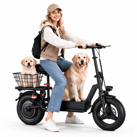KAZEFLOW GT10,Adult Electric Commuter Scooter with Seat – 1000W Peak Motor, 25 MPH & 30-45Mile Range, 300 lbs Capacity, Folding Design with Rear Basket, Pet-Friendly, UL2272 Certified