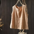 thumbnail image 4 of Women's Cotton Linen Sleeveless Camisole Tank Top With Pocket Light Brown M, 4 of 4