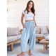 thumbnail image 4 of Pantalones Palazzo Harem Informales Holgados con Cordón para Mujer, para Verano, Playa, Viajes, Vacaciones, con Bolsillos. Azul XXL, 4 of 7