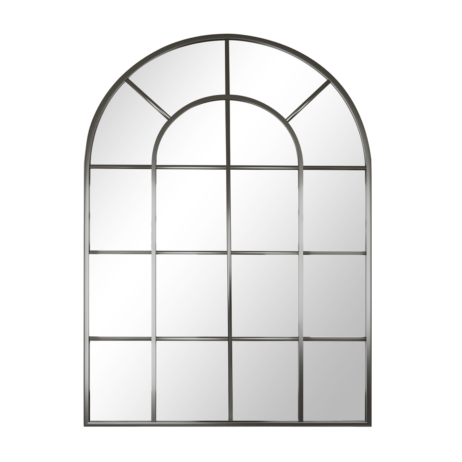 Beautypeak 30" x 40" Arched Windowpane Wall Mirror, Black photo 3