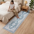 thumbnail image 4 of ARJINCUTE Boho Vintage Distressed Runner Rug Blue 2'x8', Soft Machine Washable Foldable Non-Slip Carpet for Hallway Kitchen Entryway Bedroom Laundry, 4 of 9