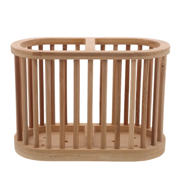 Portacuchillos de bambú: Portacucharas y palillos de bambú - Organizador de cubiertos y espátulas para encimera, despensa y baño