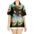 thumbnail image 5 of HAPPY BAY Women's Beach Funny Santa Claus Party Blouse Flamingo Shirt Tops Short Sleeve Hawaiian Christmas Tree Shirts for Women XL Santa Surf, Black, 5 of 7