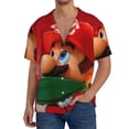 thumbnail image 7 of Lsque Mario print Men's Cuban Collar Short Sleeve Shirt Summer Beachwear Casual Button Down Fashionable Vacation Leisure Shirt-XX-Large, 7 of 7