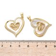 thumbnail image 3 of Brass Micro Pave Cubic Zirconia Pendants with Shell Mother Themes Real 18K Gold Plated Rack Plating Lasting Plated Heart 26.5x22x3.5mm Hole: 4.5x3.5mm, 3 of 3