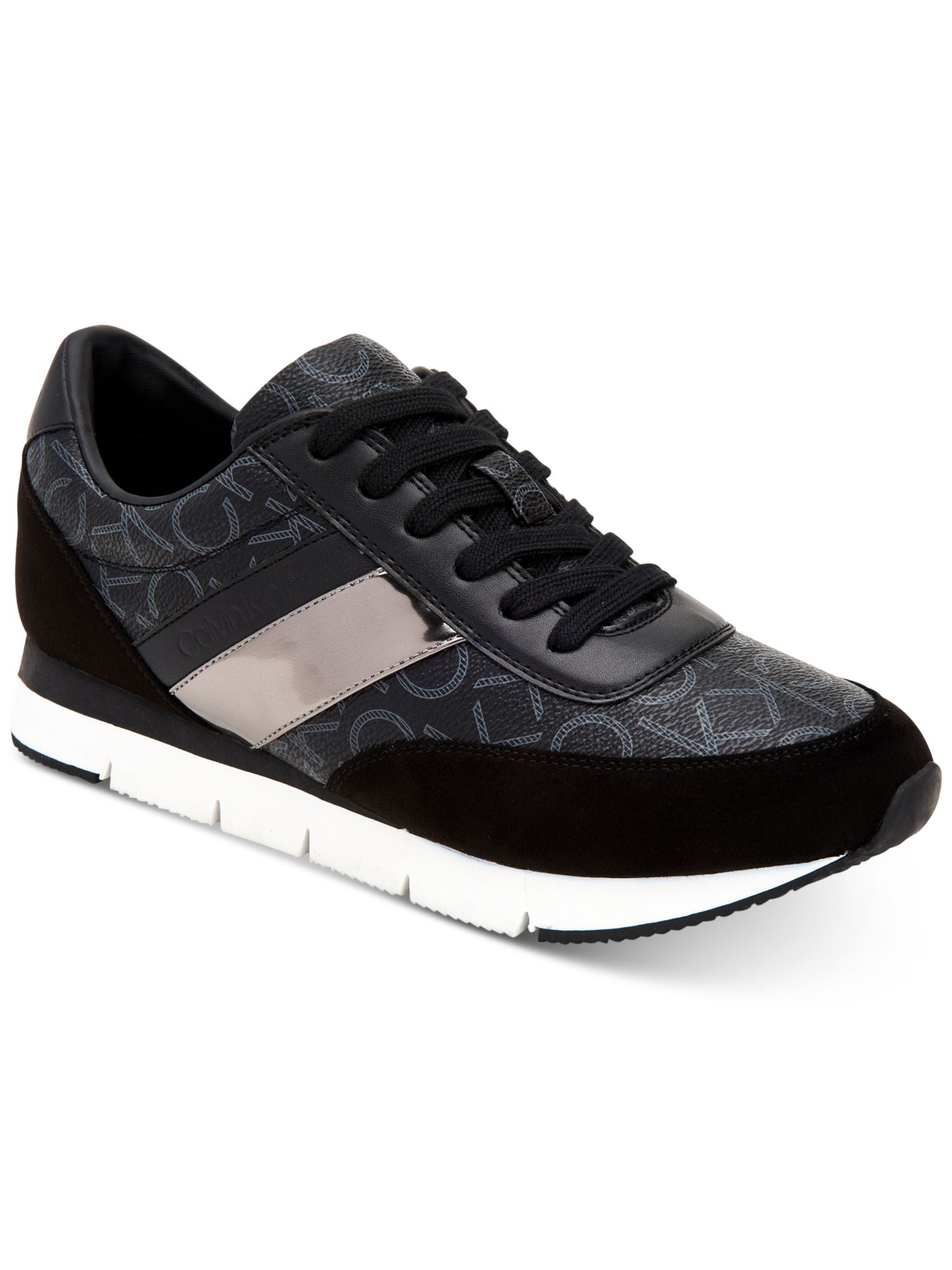 Womens Calvin Tea Lace-Up Sneakers, Black/Gunmetal, US / 35 - Walmart.com