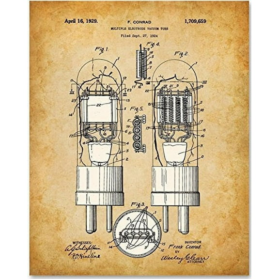 Vacuum Tube Art Print - 11x14 Unframed Patent Print - Great Gift for Amateur Radio Operators and Stereophiles