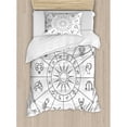thumbnail image 3 of Astrology Duvet Cover Set King Size, Sketchy Zodiacal Circle with Astrology Signs Aries Aquarius Pisces Lion Art, Decorative 3 Piece Bedding Set with 2 Pillow Shams, Black and White, by Ambesonne, 3 of 3