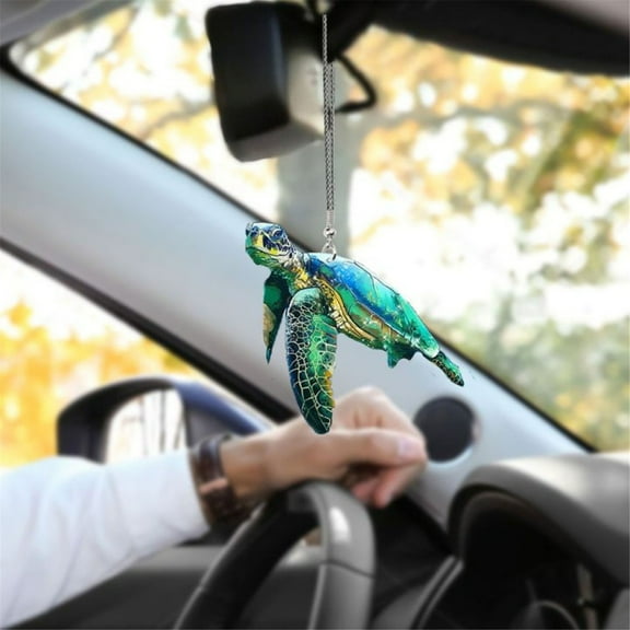 Cute Sea Turtle Hanging Ornament Mica Plastic Car Rearview Mirror Decoration For Home Bedroom Birthday Gift Single Turtle Design