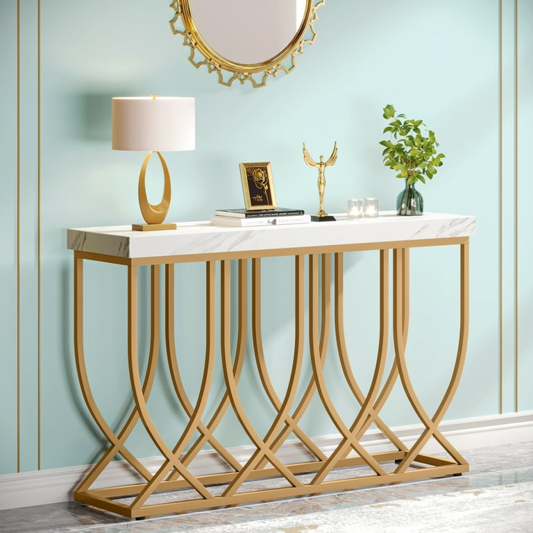 Tribesigns Faux Marble Gold Console