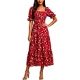 thumbnail image 2 of NTACZA Summer Dresses for Women 2026 Sundress Tiered Hem Casual Daisy Floral Maxi Short Sleeve Square Neckline Ruched Waist A-Line Beach Size M, 2 of 7