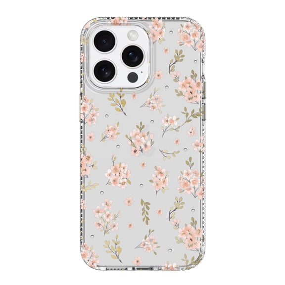 onn. Pink Floral with Gems Phone Case for iPhone 15 Pro Max