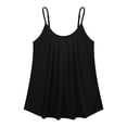 thumbnail image 2 of Huowey Summer Casual Tank Top For Women Spaghetti Strap Solid Color Pleated Ruffle Crewneck Loose Fit Comfort Oversized Lightweight Breathable Flowy Dressy Cami Blouse,Black,XXXL, 2 of 4