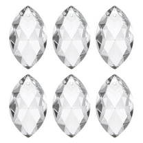 Uxcell K9 Crystal Pendants Oval Beads, 6 Pack 38mm Chandelier Prisms Parts Hanging Beads DIY Lamp for Arts Crafts Decoration, Clear