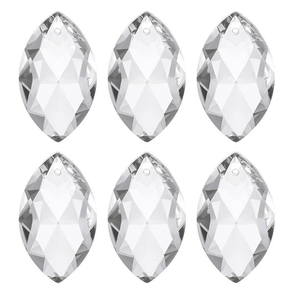Uxcell K9 Crystal Pendants Oval Beads, 6 Pack 38mm Chandelier Prisms Parts Hanging Beads DIY Lamp for Arts Crafts Decoration, Clear