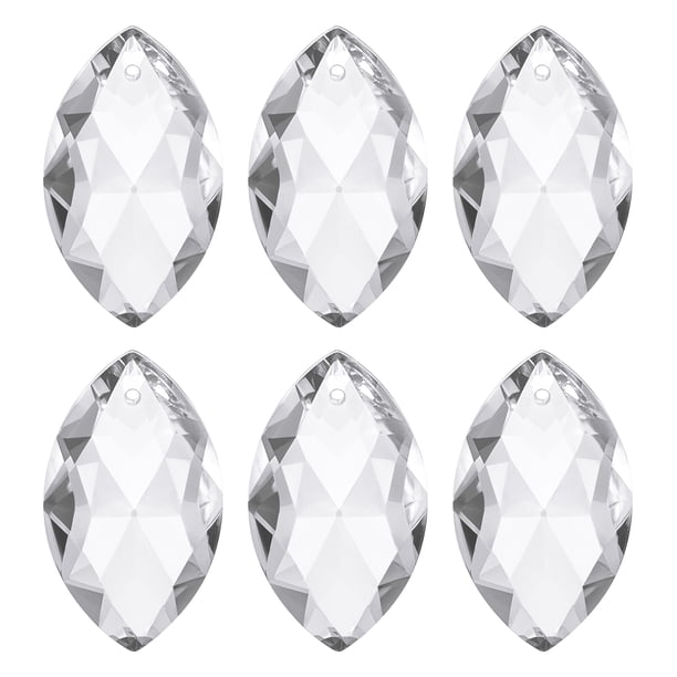 Uxcell Cuentas Ovaladas de Cristal K9, Paquete de 6, Prismas de 38 mm para Colgar, Decoración de Lámparas de Artesanía, Transparente