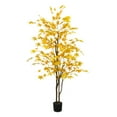 thumbnail image 4 of Artificial Maple Tree, 3.9ft/4.9ft/5.9ft Fake Potted Maple Tree with Planter Large Faux Tree Indoor For Farmhouse Home Wedding Floor Living Room Decoration, 4 of 6