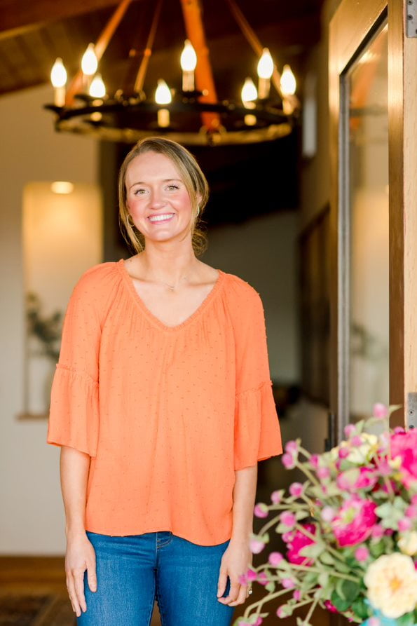 The Pioneer Woman Swiss Dot Blouse with Flounce Sleeves
