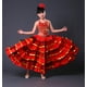 thumbnail image 5 of Falda flamenca española para niñas, disfraz de bailarina del vientre gitana, rojo, 360 grados, 140-150CM, 5 of 5